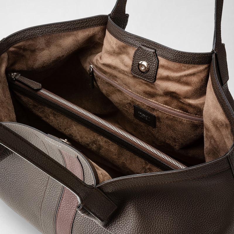 Serapian Borsa Secret Tote Pelle Cachemire Espresso-rosso