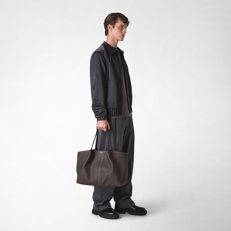 Serapian Borsa secret tote pelle cachemire espresso-rosso