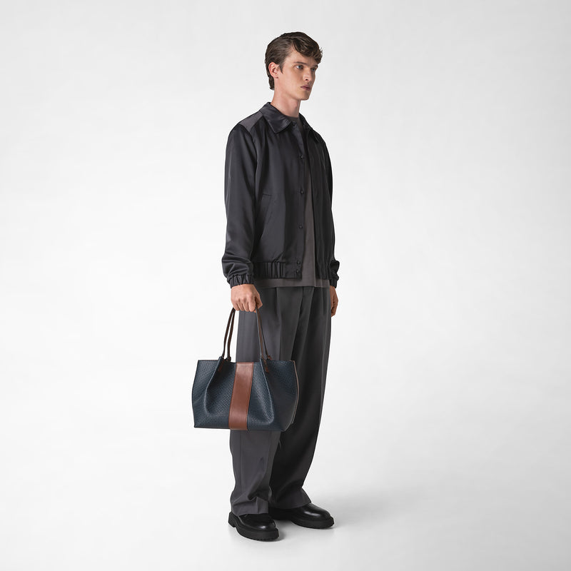 Serapian Borsa shopping secret piccola stepan 72 blu -cuoio