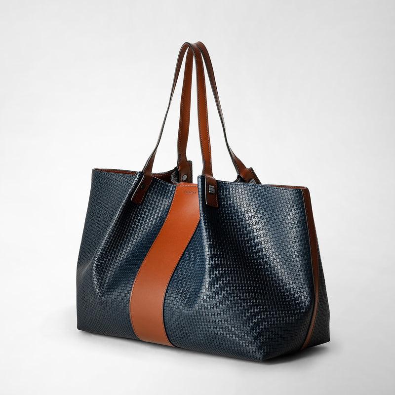 Serapian Borsa Shopping Secret Stepan 72 Blu Oceano-cuoio