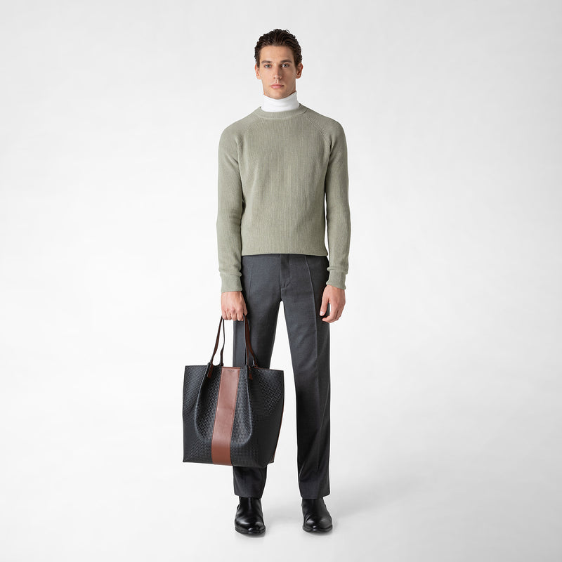 Serapian Borsa shopping vertical secret stepan 72 nero-cuoio