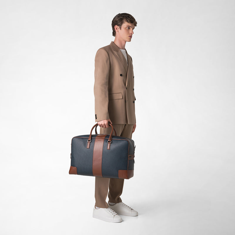 Serapian Borsone da viaggio in stepan 72 blu oceano-cuoio