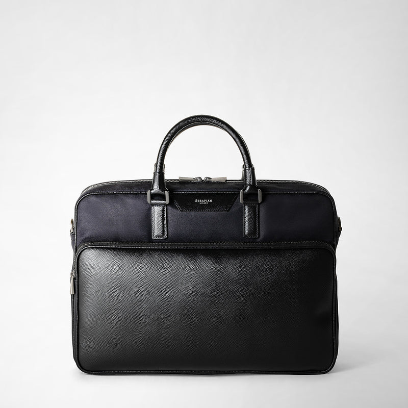 Serapian Briefcase Recycled Twill In Evoluzione Eclipse Black