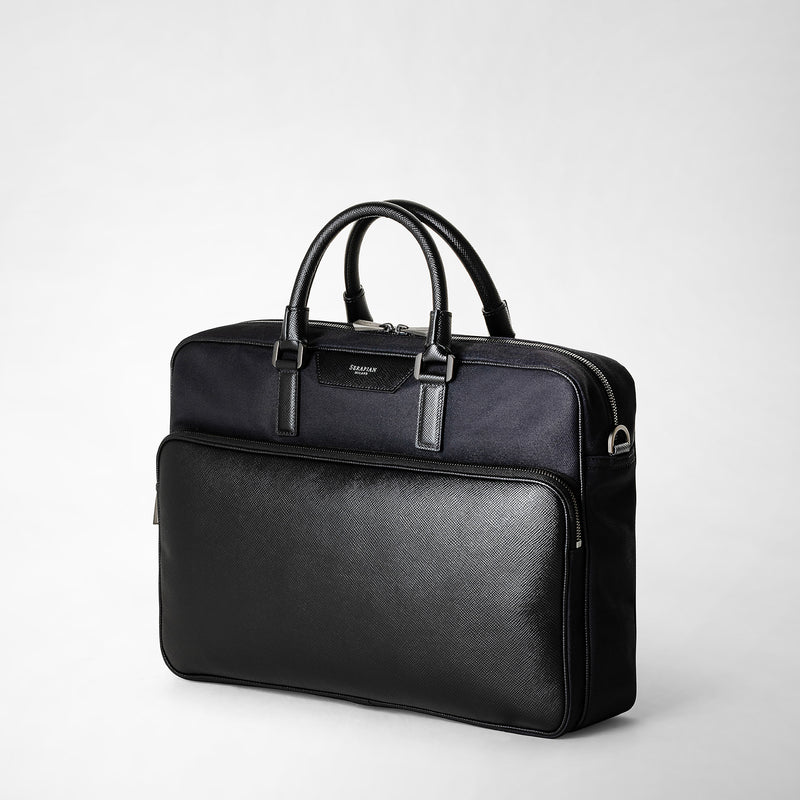 Serapian Briefcase Recycled Twill In Evoluzione Eclipse Black
