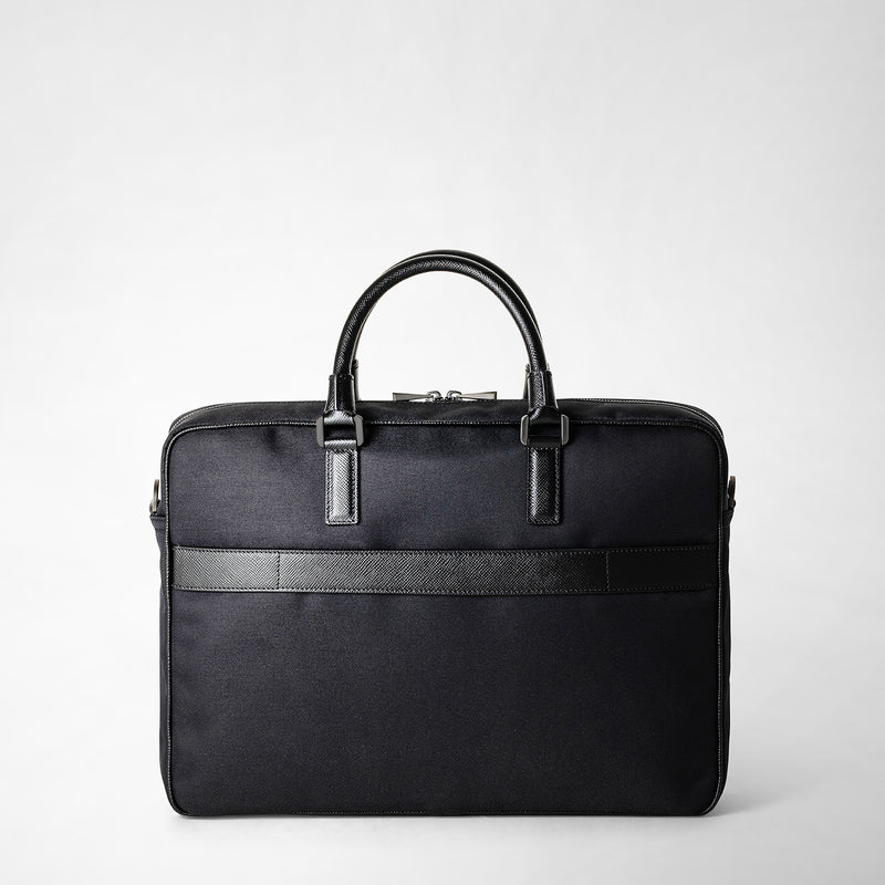 Serapian Briefcase Recycled Twill In Evoluzione Eclipse Black