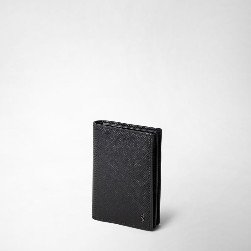 Serapian Business Card Case In Evoluzione Leather Eclipse Black