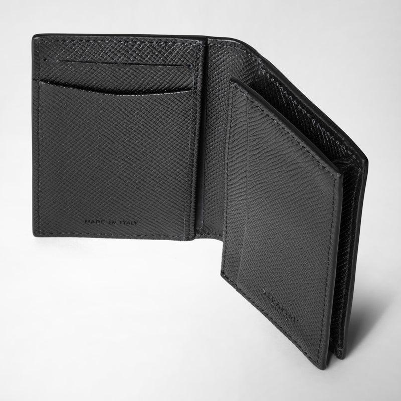 Serapian Business Card Case In Evoluzione Leather Eclipse Black