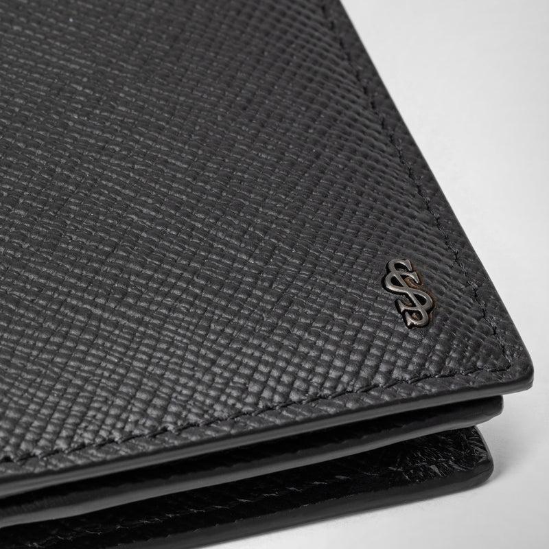 Serapian Business Card Case In Evoluzione Leather Eclipse Black