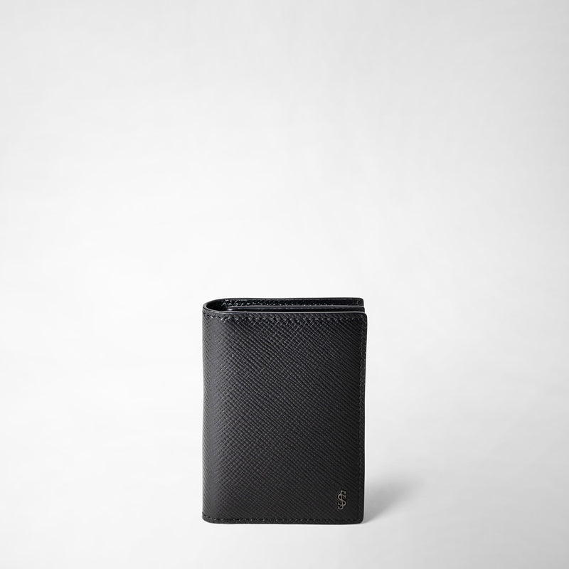 Serapian Business card case in evoluzione leather eclipse black