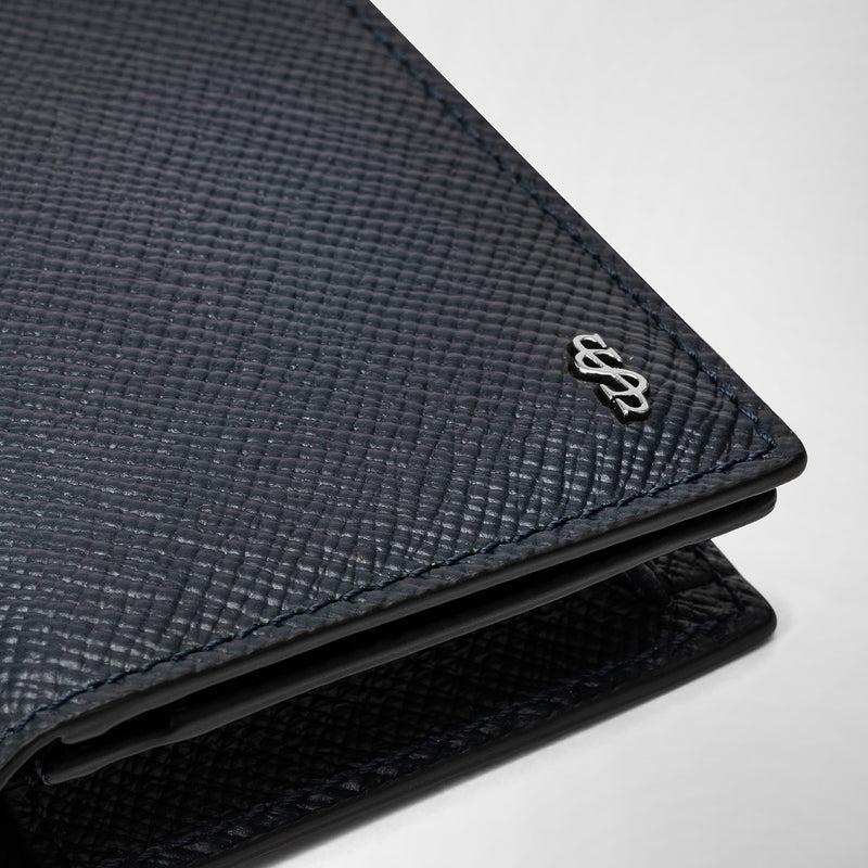Serapian Business Card Case In Evoluzione Leather Navy Blue