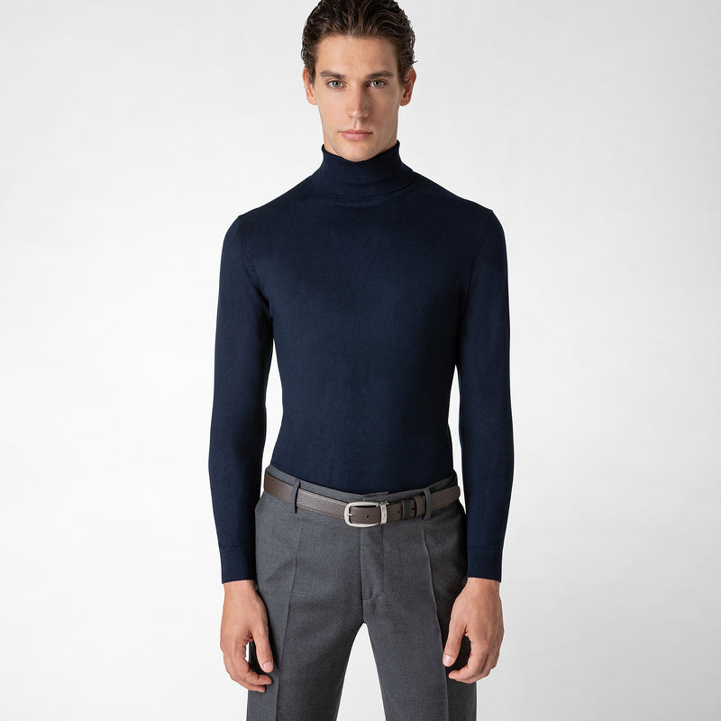 Serapian Cintura Reversibile In Pelle Cachemire Nero-espresso