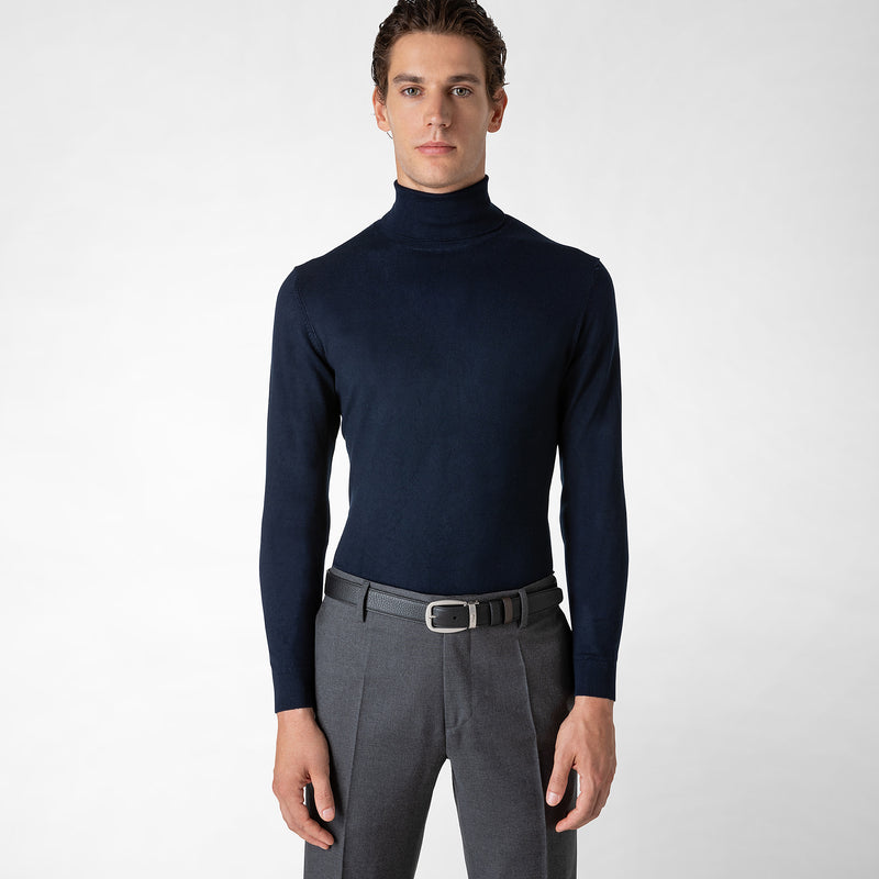 Serapian Cintura reversibile in pelle cachemire nero-espresso