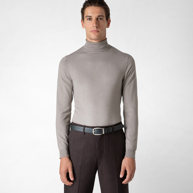 Serapian Cintura Reversibile In Pelle Cachemire Nero-navy