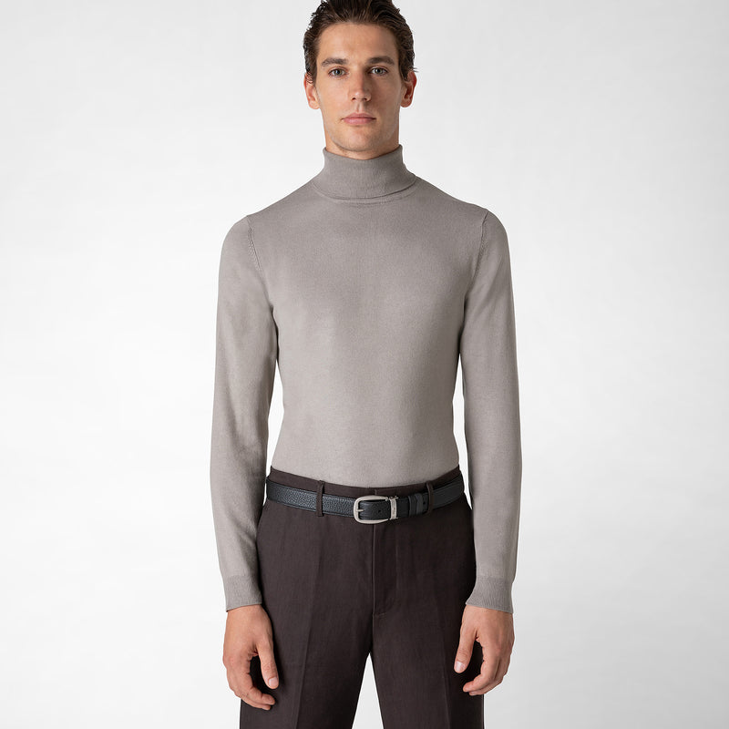 Serapian Cintura reversibile in pelle cachemire nero-navy