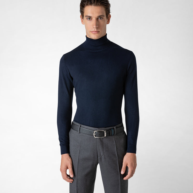 Serapian Cintura Reversibile In Pelle Evoluzione Nero-blu