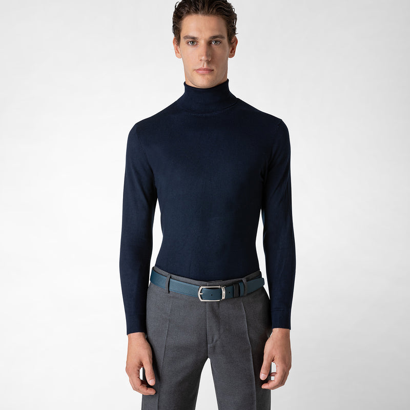 Serapian Cintura reversibile in pelle evoluzione nero-blu