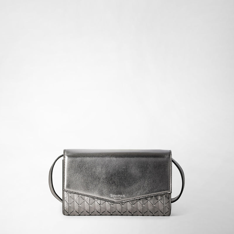 Serapian Clutch With Shoulder Strap In Mosaico Ruthenium