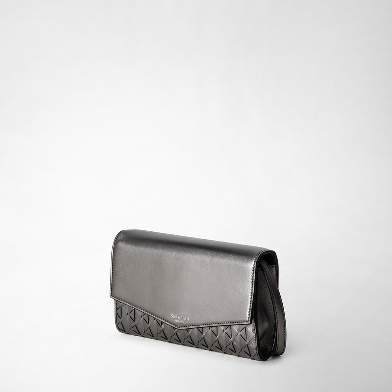 Serapian Clutch With Shoulder Strap In Mosaico Ruthenium