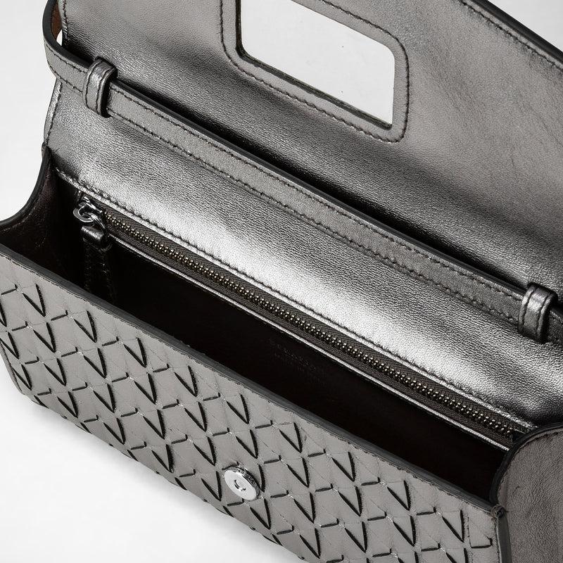Serapian Clutch With Shoulder Strap In Mosaico Ruthenium