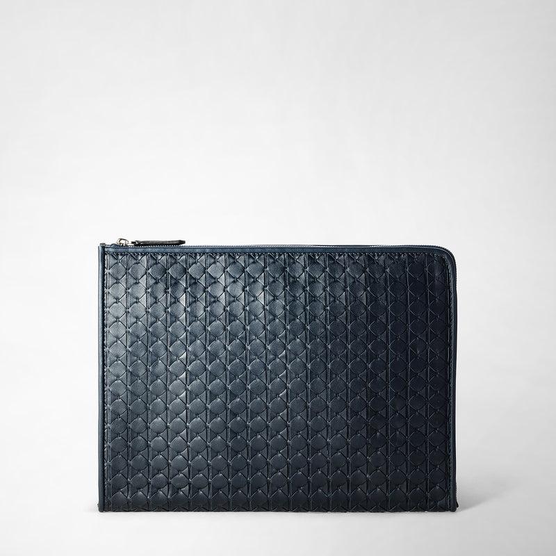 Serapian Compact Document Folio In Mosaico Navy Blue