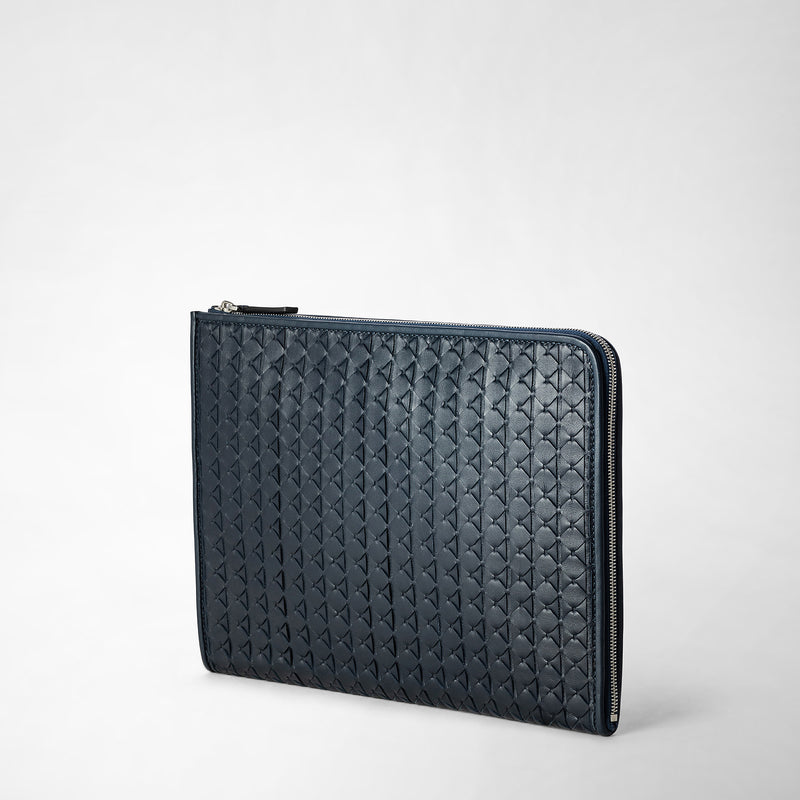 Serapian Compact Document Folio In Mosaico Navy Blue