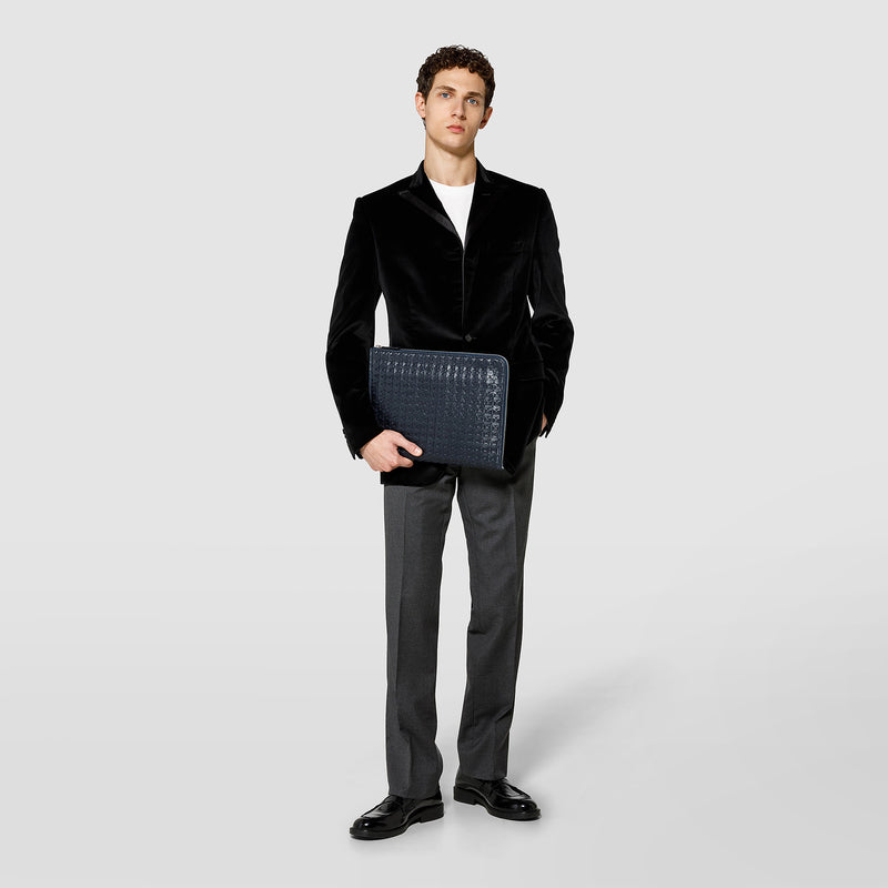 Serapian Compact document folio in mosaico navy blue