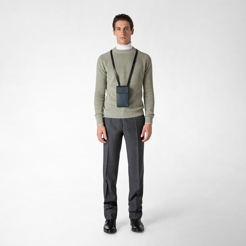 Serapian Custodia Per Telefono Con Tracolla In Stepan Blu Oceano-nero