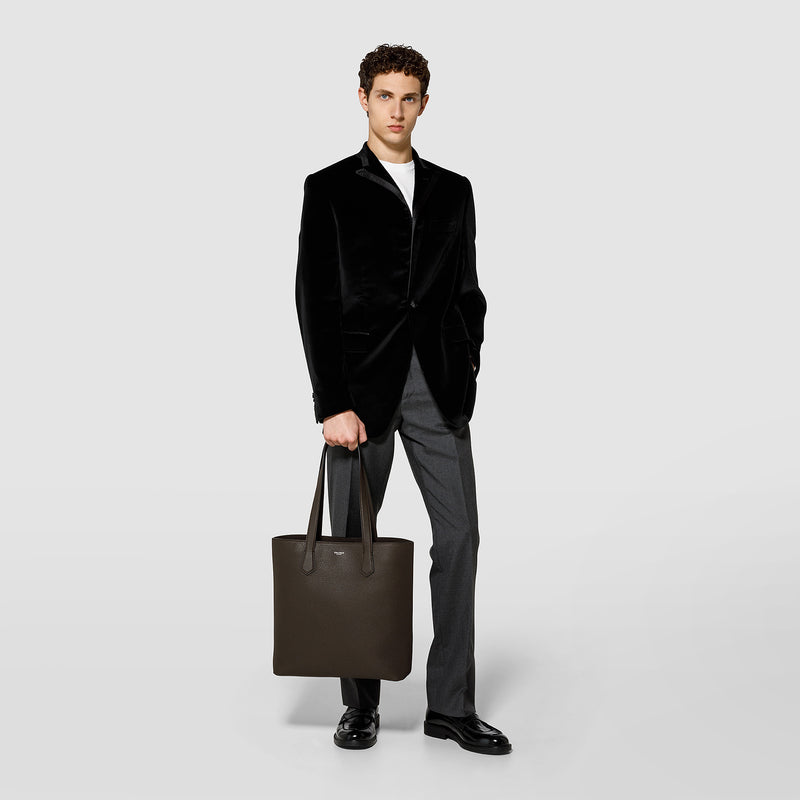 Serapian Day tote bag in cachemire leather espresso