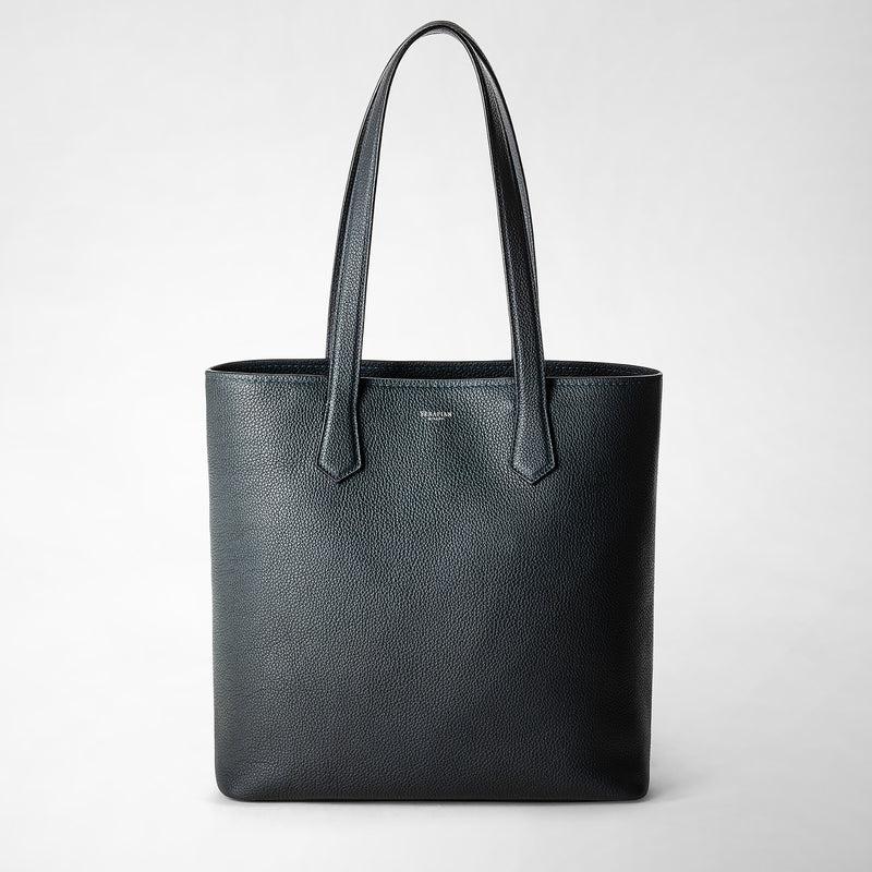 Serapian Day Tote Bag In Cachemire Leather Navy Blue