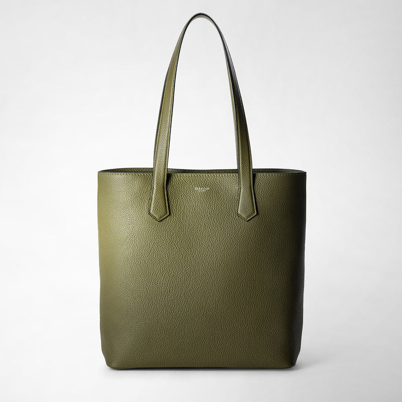 Serapian Day Tote Bag In Cachemire Leather Olive Green