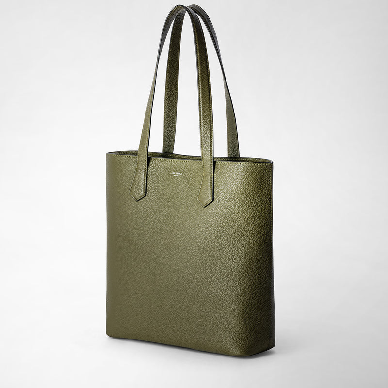 Serapian Day Tote Bag In Cachemire Leather Olive Green