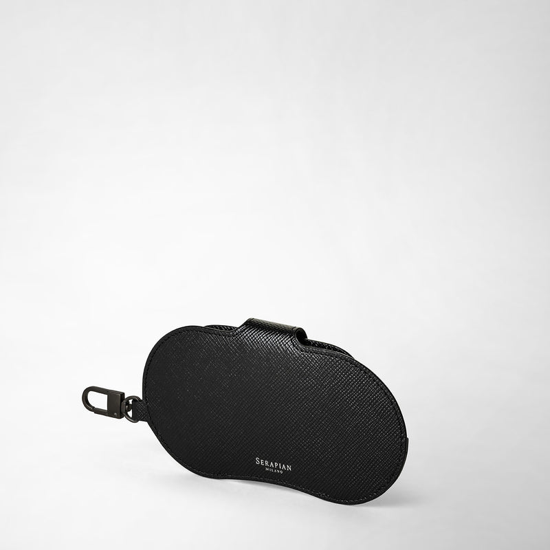 Serapian Glasses Holder In Evoluzione Leather Eclipse Black