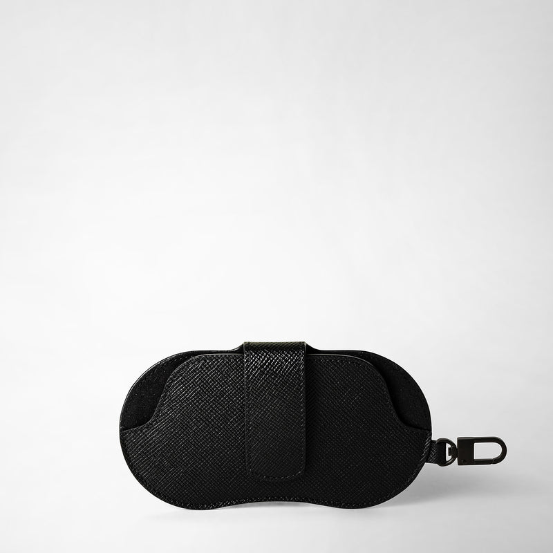 Serapian Glasses Holder In Evoluzione Leather Eclipse Black