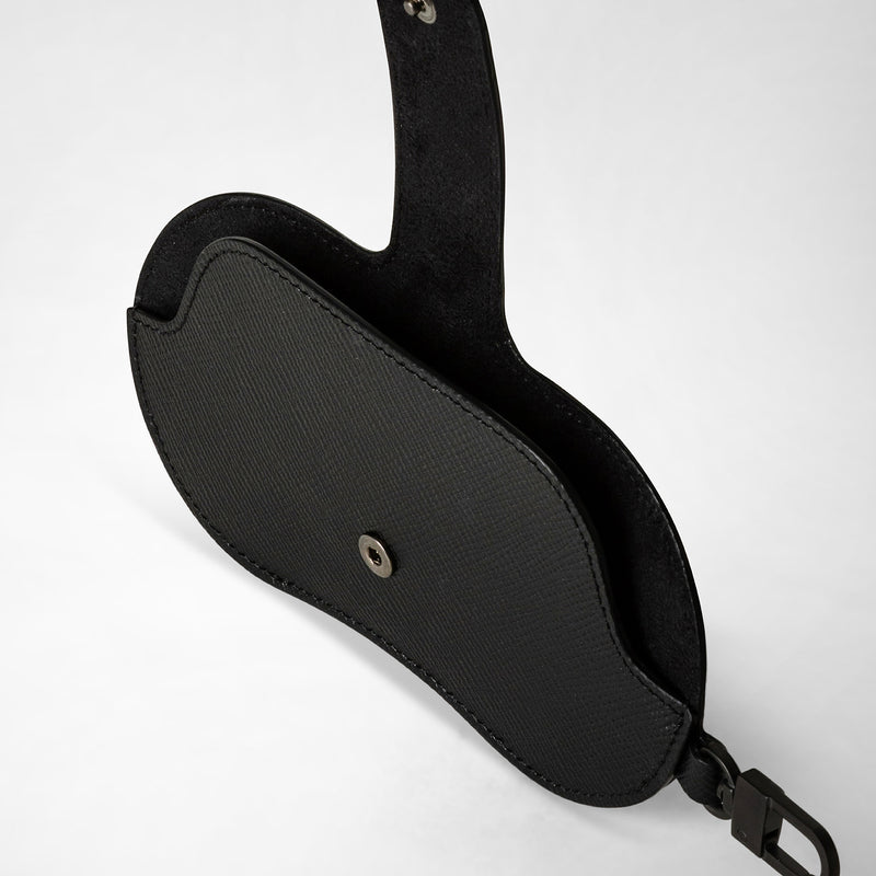 Serapian Glasses Holder In Evoluzione Leather Eclipse Black