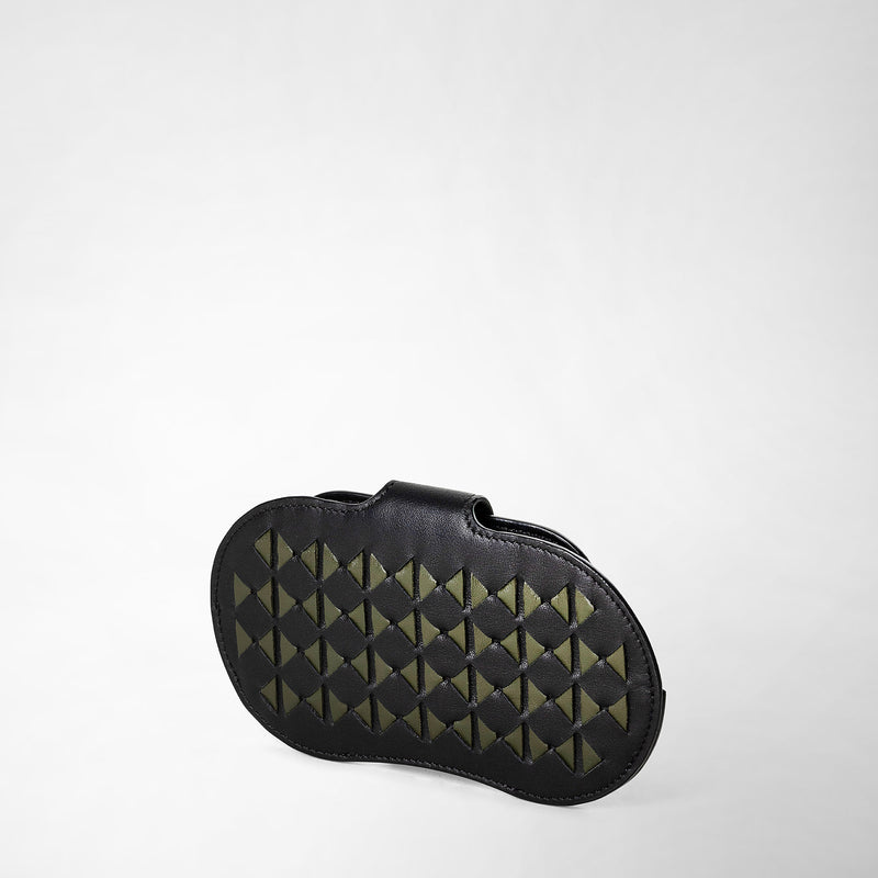 Serapian Glasses Holder In Mosaico Eclipse Black Moss Green