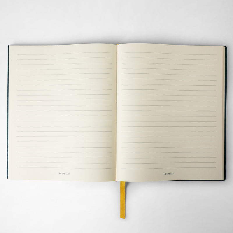 Serapian Large Notebook In Cachemire Leather Moss Green