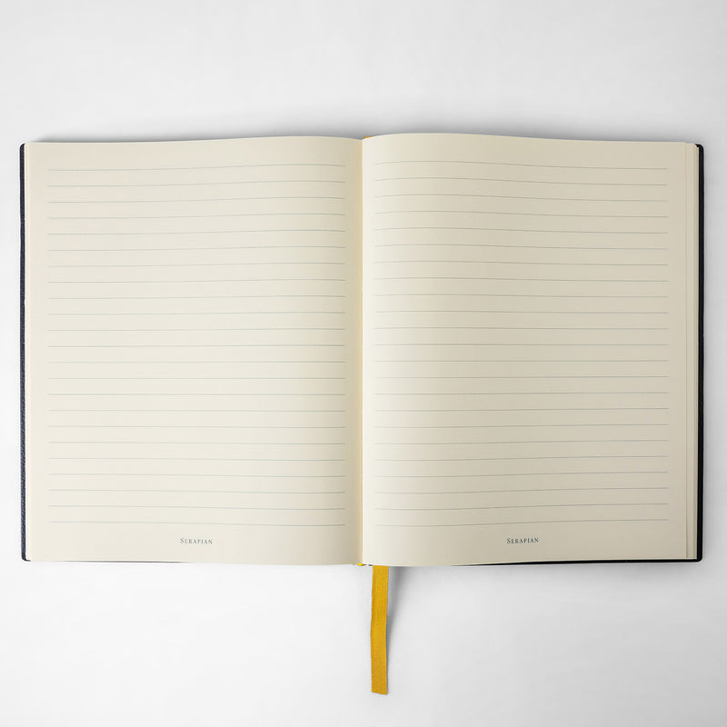Serapian Large Notebook In Cachemire Leather Navy Blue