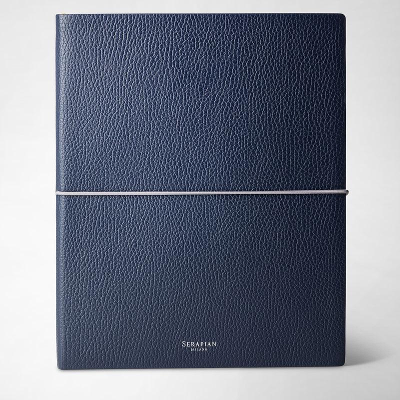 Serapian Large notebook in cachemire leather navy blue
