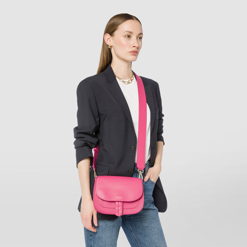 Serapian Luna crossbody bag in rugiada leather petal