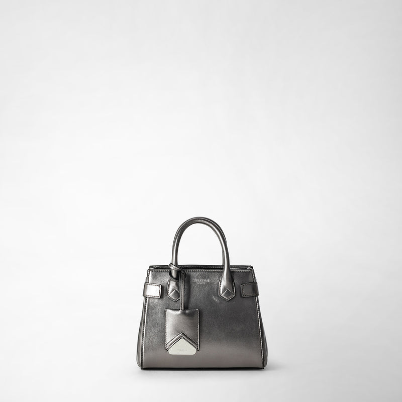 Serapian Mini Meline' Handbag In Seta Leather Ruthenium
