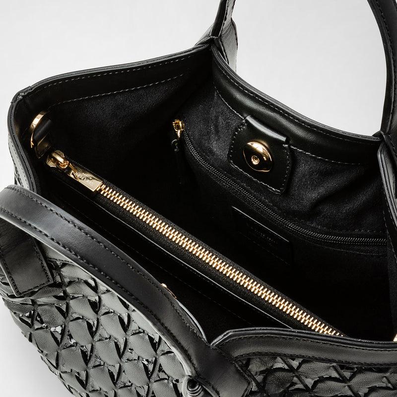 Serapian Mini Secret Bag In Mosaico And Elaphe Black