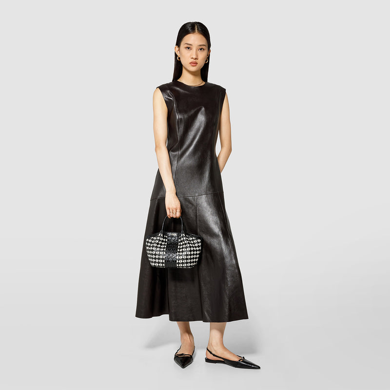 Serapian Mini secret bag mosaico elaphe black and off white