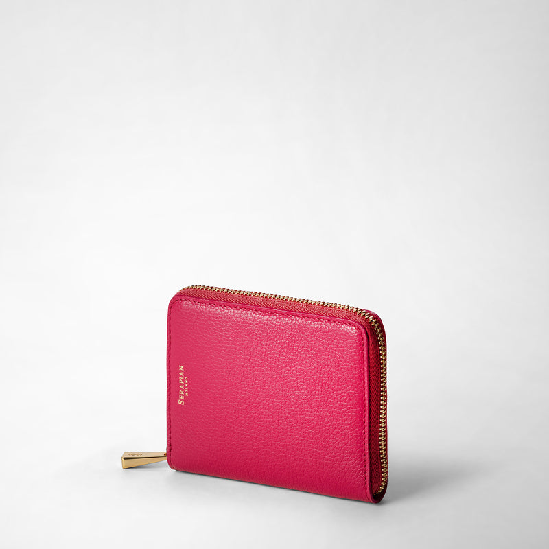 Serapian Mini Zip Around Wallet In Rugiada Leather Petal