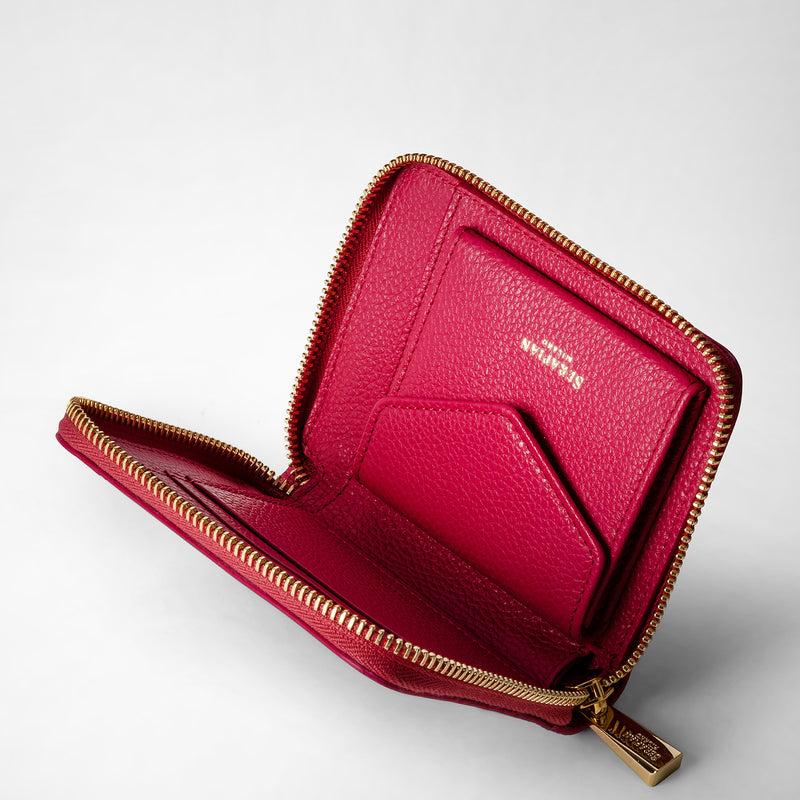Serapian Mini Zip Around Wallet In Rugiada Leather Petal