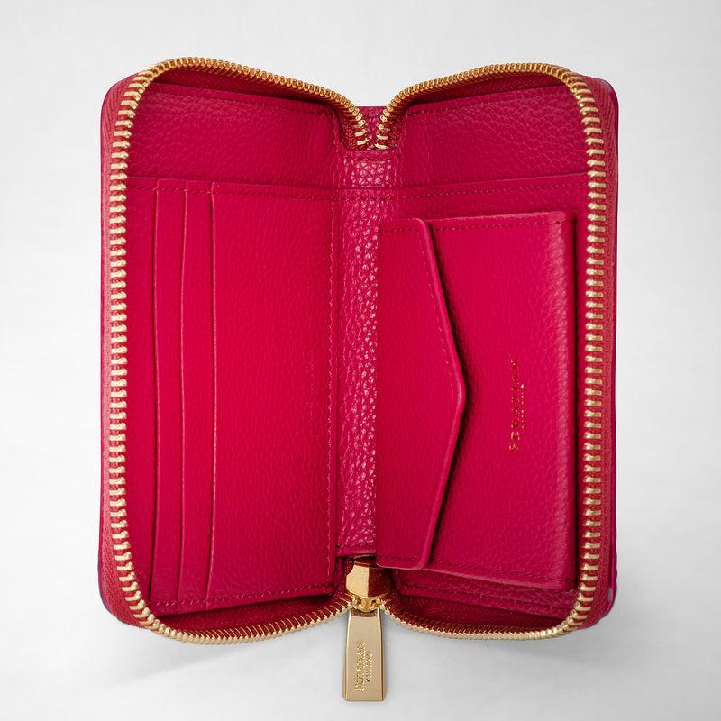Serapian Mini Zip Around Wallet In Rugiada Leather Petal