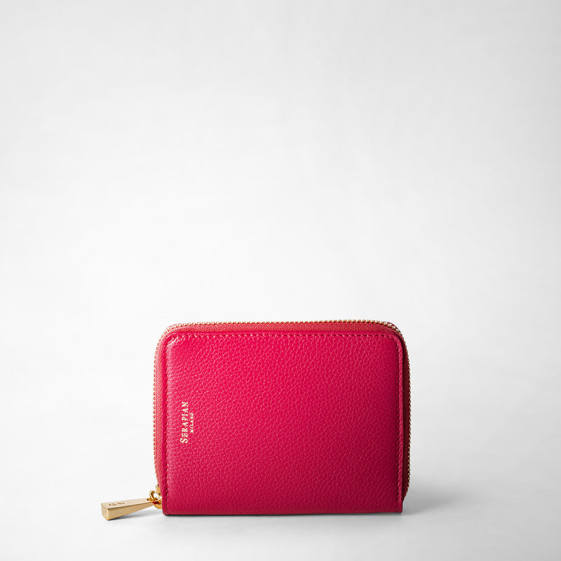 Serapian Mini zip around wallet in rugiada leather petal