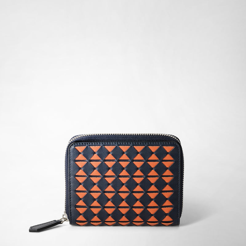 Serapian Mini zip wallet in mosaico navy blue orange