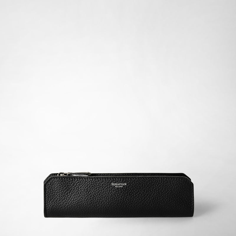 Serapian Pencil case in cachemire leather eclipse black