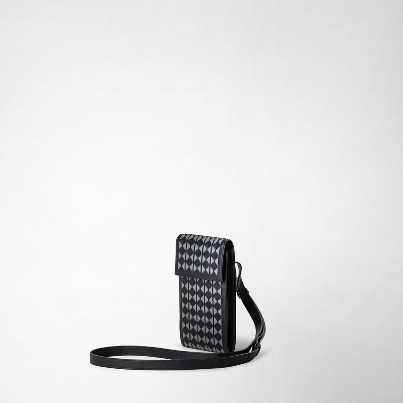 Serapian Phone Case With Strap In Mosaico Black Asphalt Gray