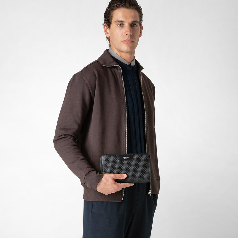 Serapian POCHETTE DA VIAGGIO CON ZIP DOPPIA IN STEPAN